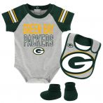 Packers Newborn Blitz Bodysuit, Bib and Booties Set